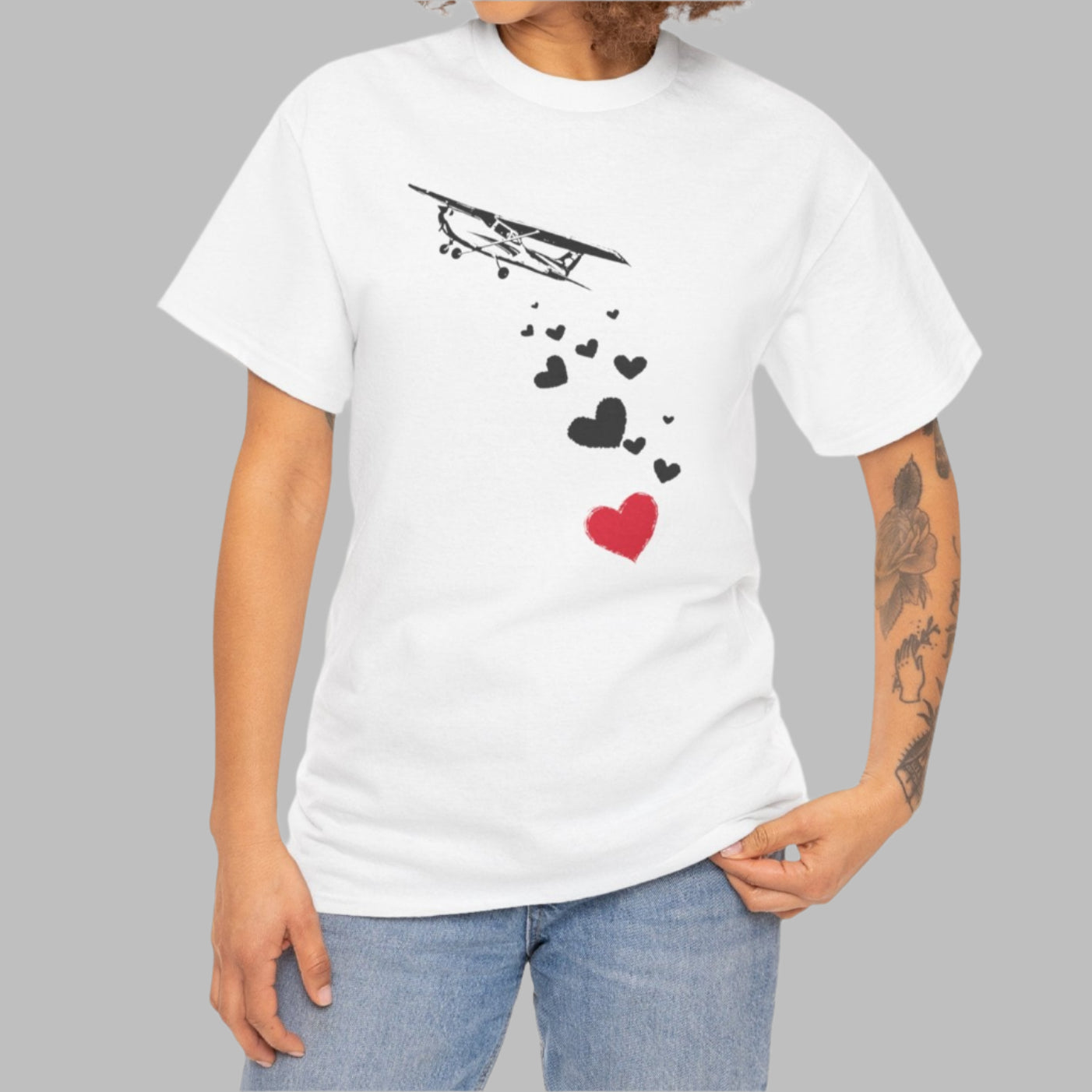 Cotton Tee Banksy-inspired Airplane Love