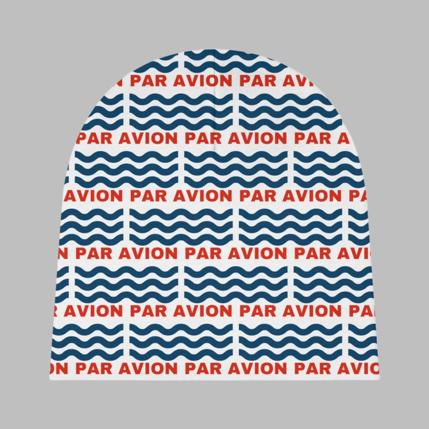 Baby beanie with par avion graphic