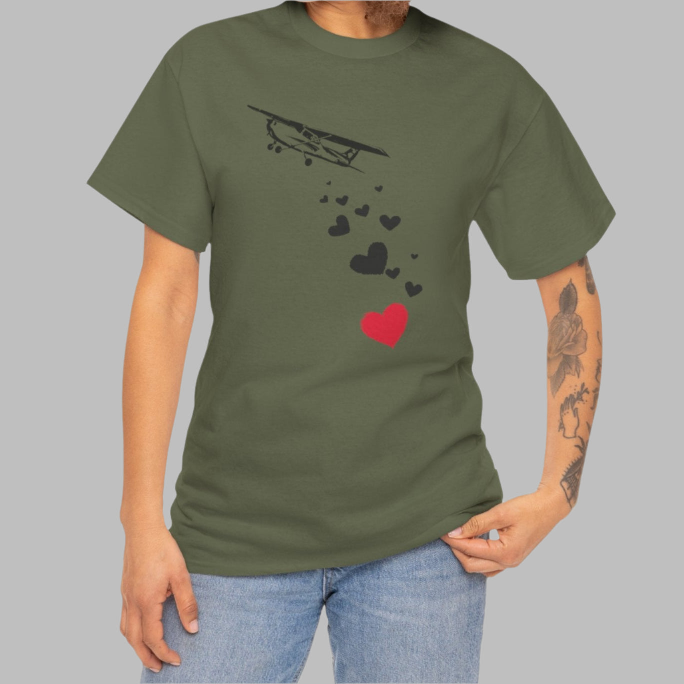 Cotton Tee Banksy-inspired Airplane Love