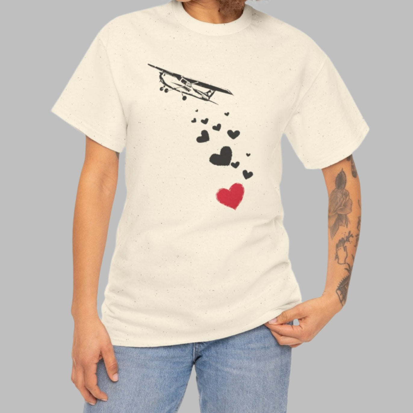 Cotton Tee Banksy-inspired Airplane Love