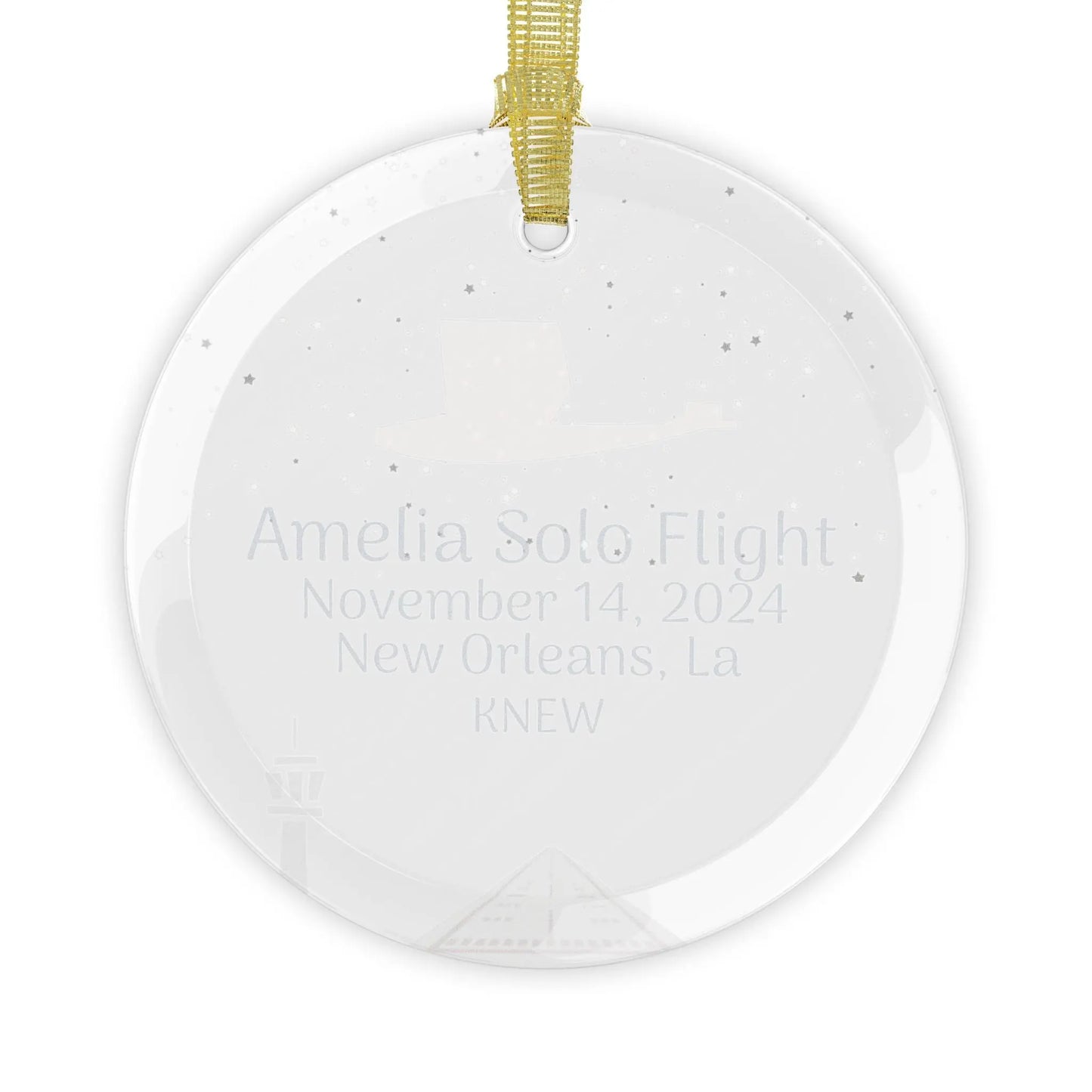 Personalized Pilot's Solo Flight Glass Ornament