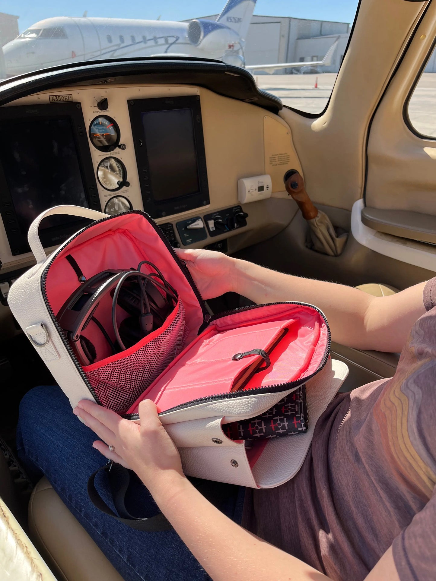 interior of women's flight bag