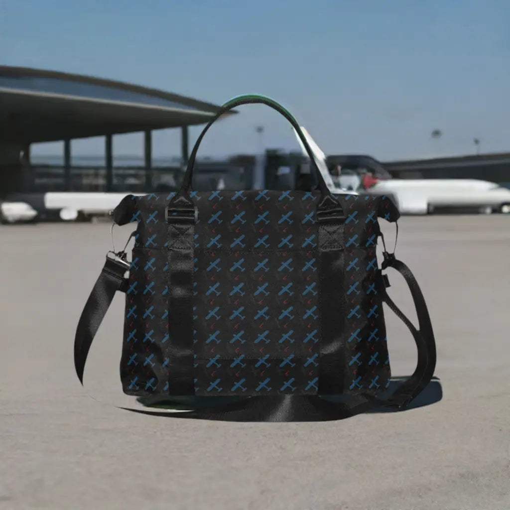 Crosswind overnight travel bag on ground of airport ramp