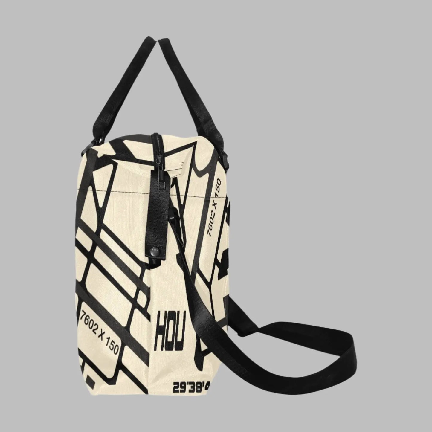 carryon bag with airport runway graphic