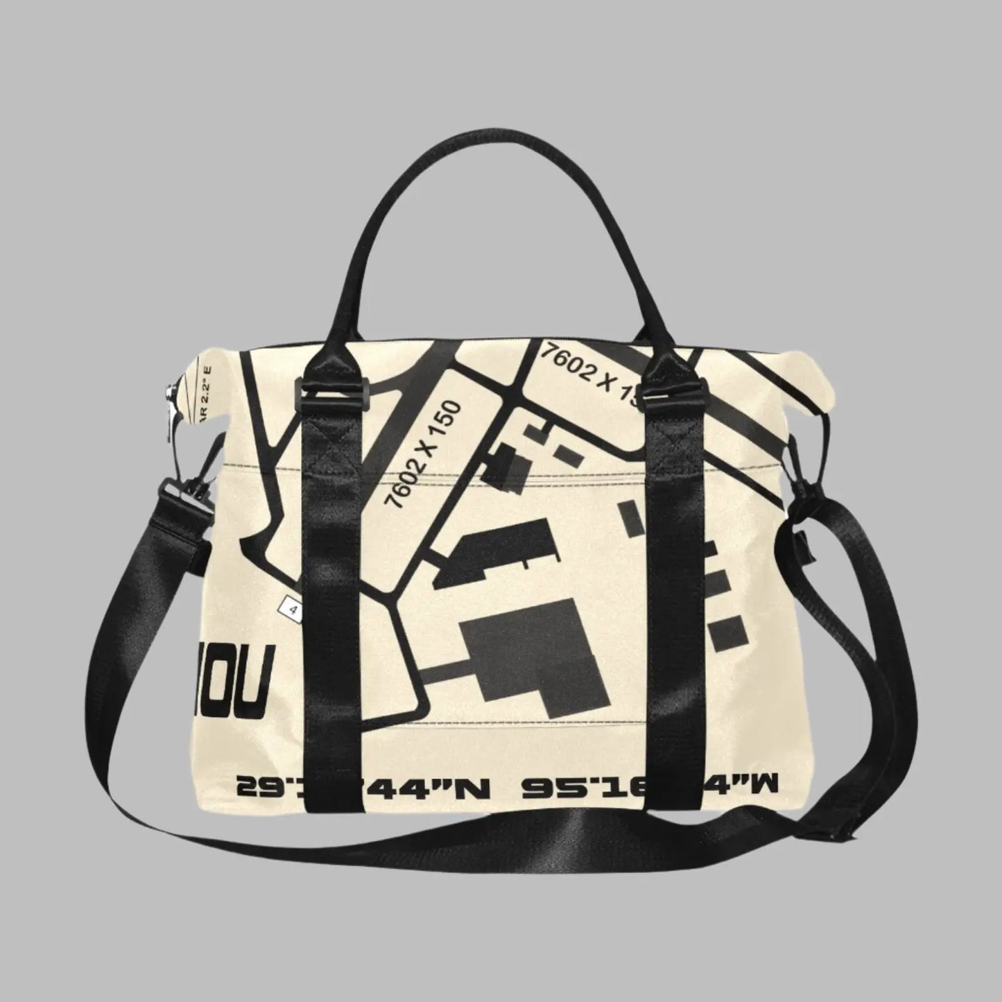 carryon bag with airport runway graphic