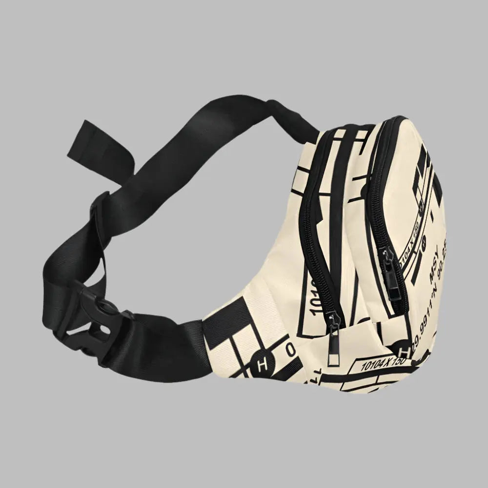 airport runway graphic on belt bag