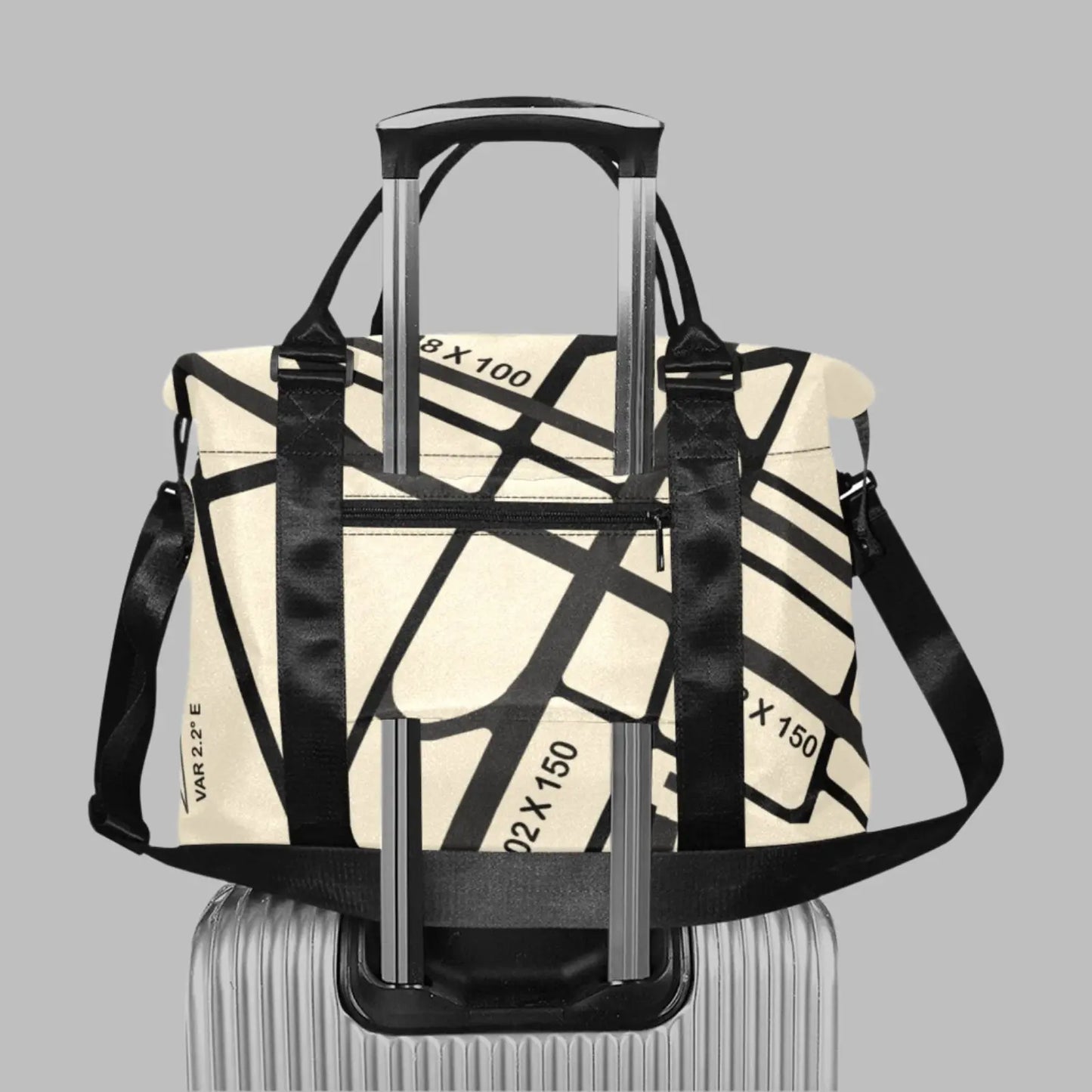 carryon bag with airport runway graphic