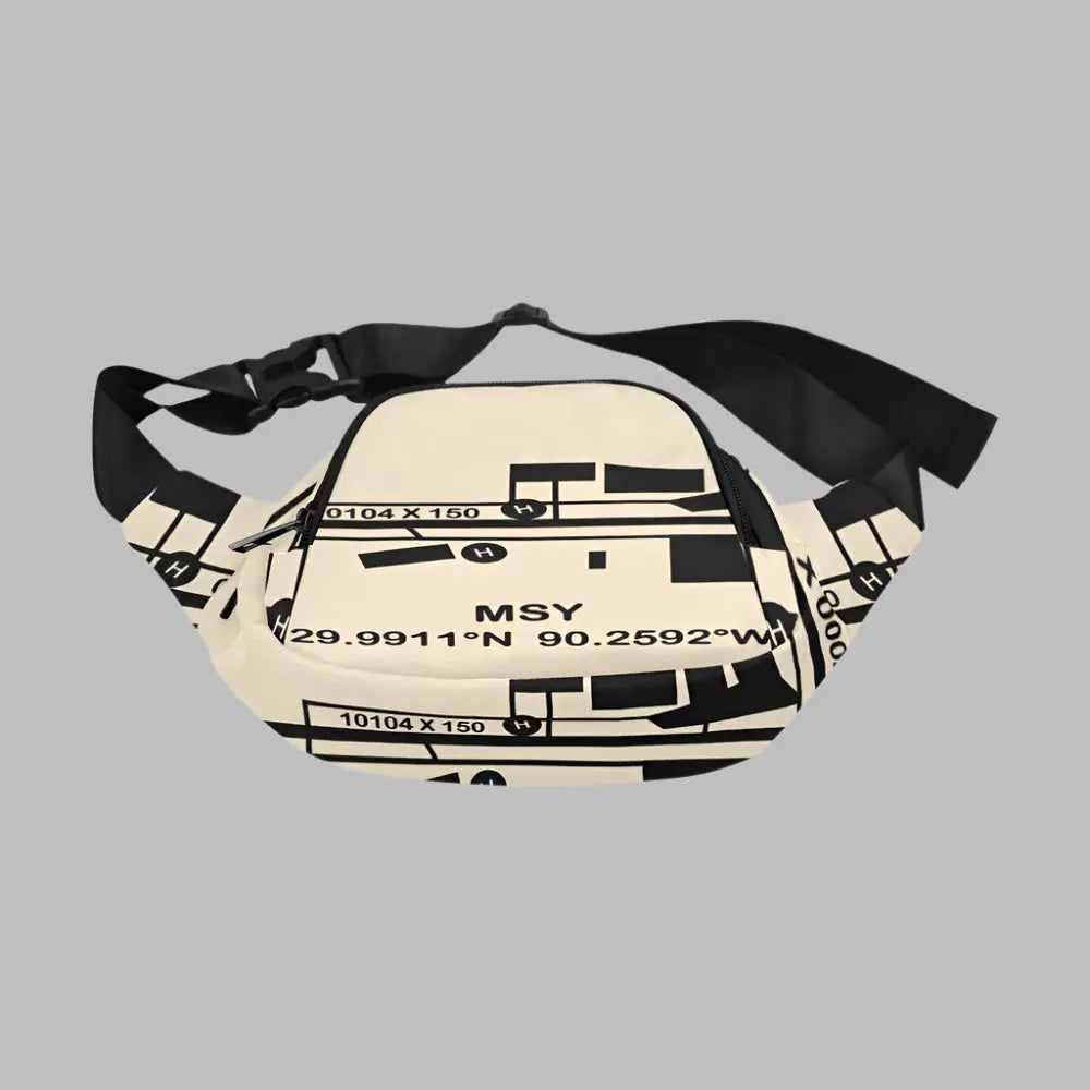 airport runway graphic on belt bag