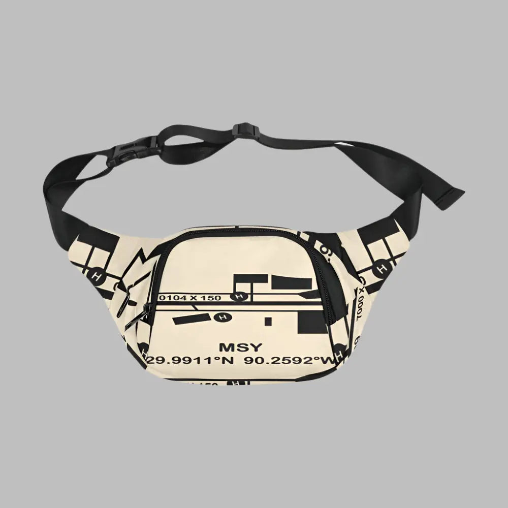 airport runway graphic on belt bag
