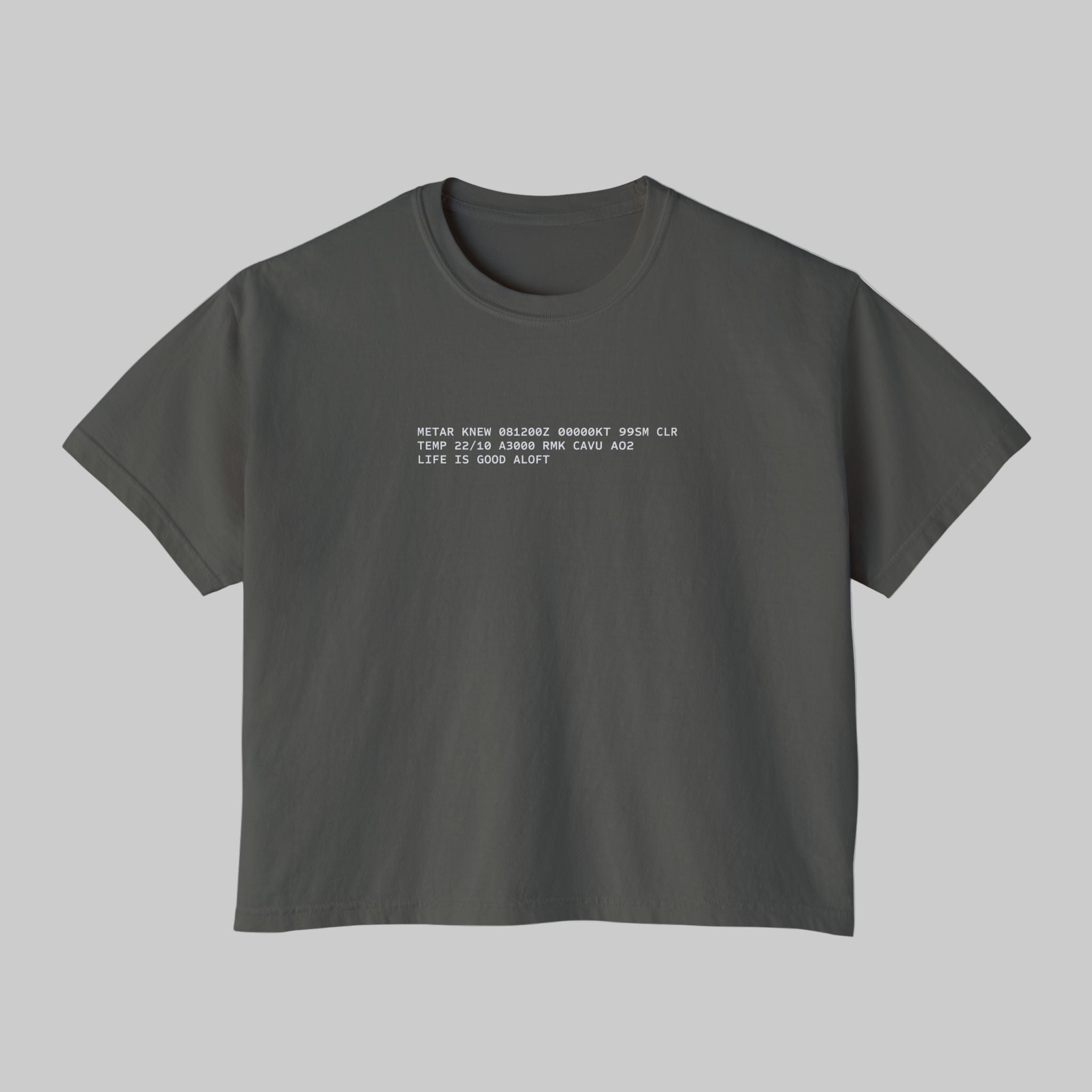Aviation tee with METAR message of great flying weather