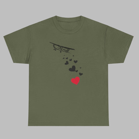 Cotton Tee Banksy-inspired Airplane Dropping Love