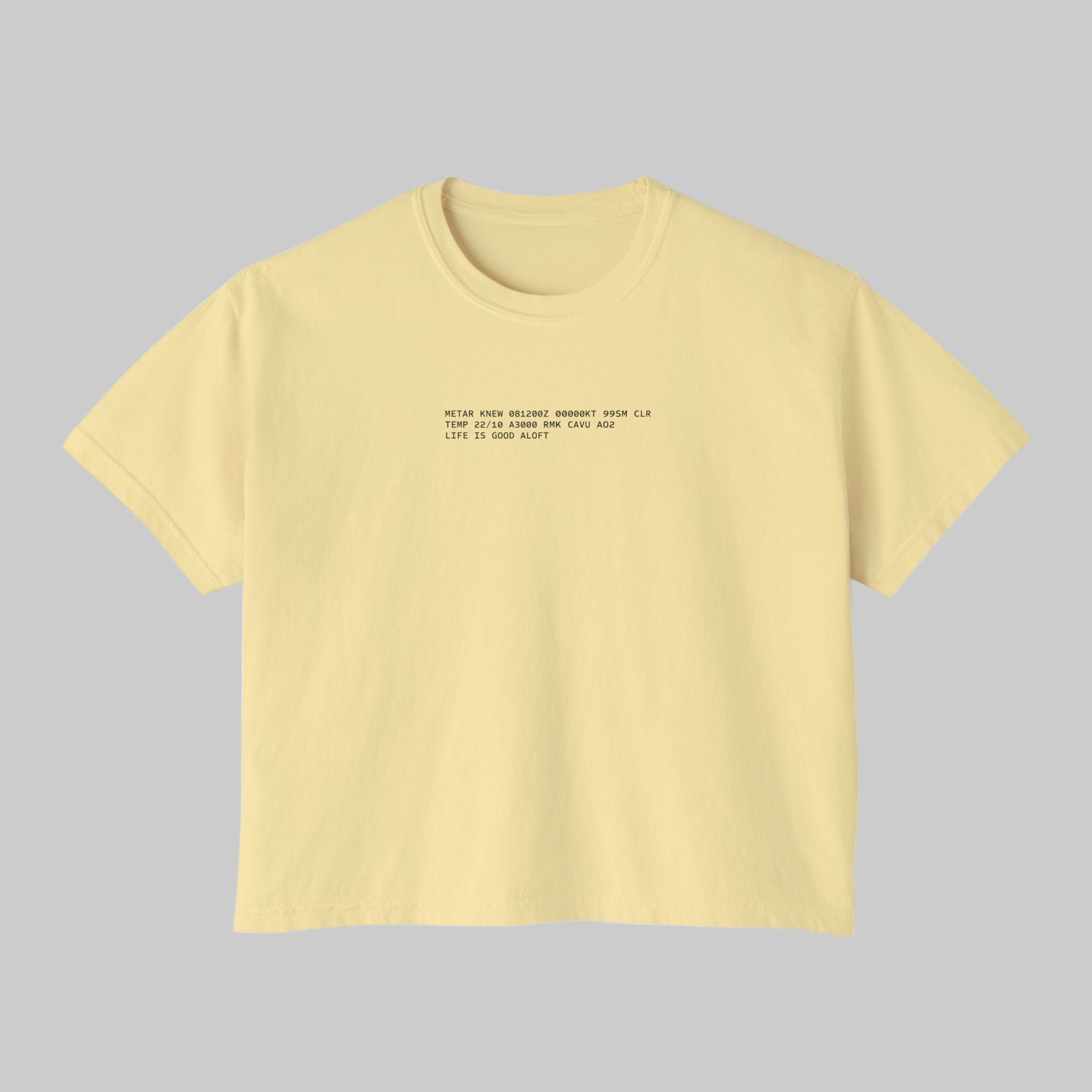 Aviation tee with METAR message of great flying weather