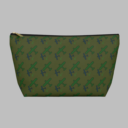 Zippered cosmetic bag with airplanes