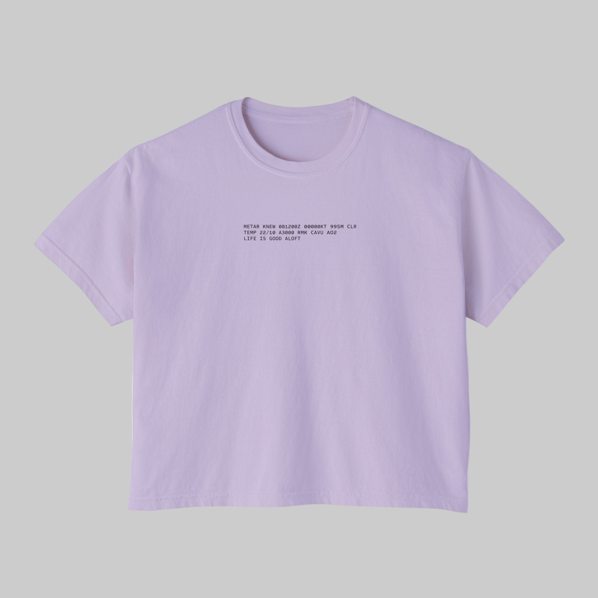 Aviation tee with METAR message of great flying weather