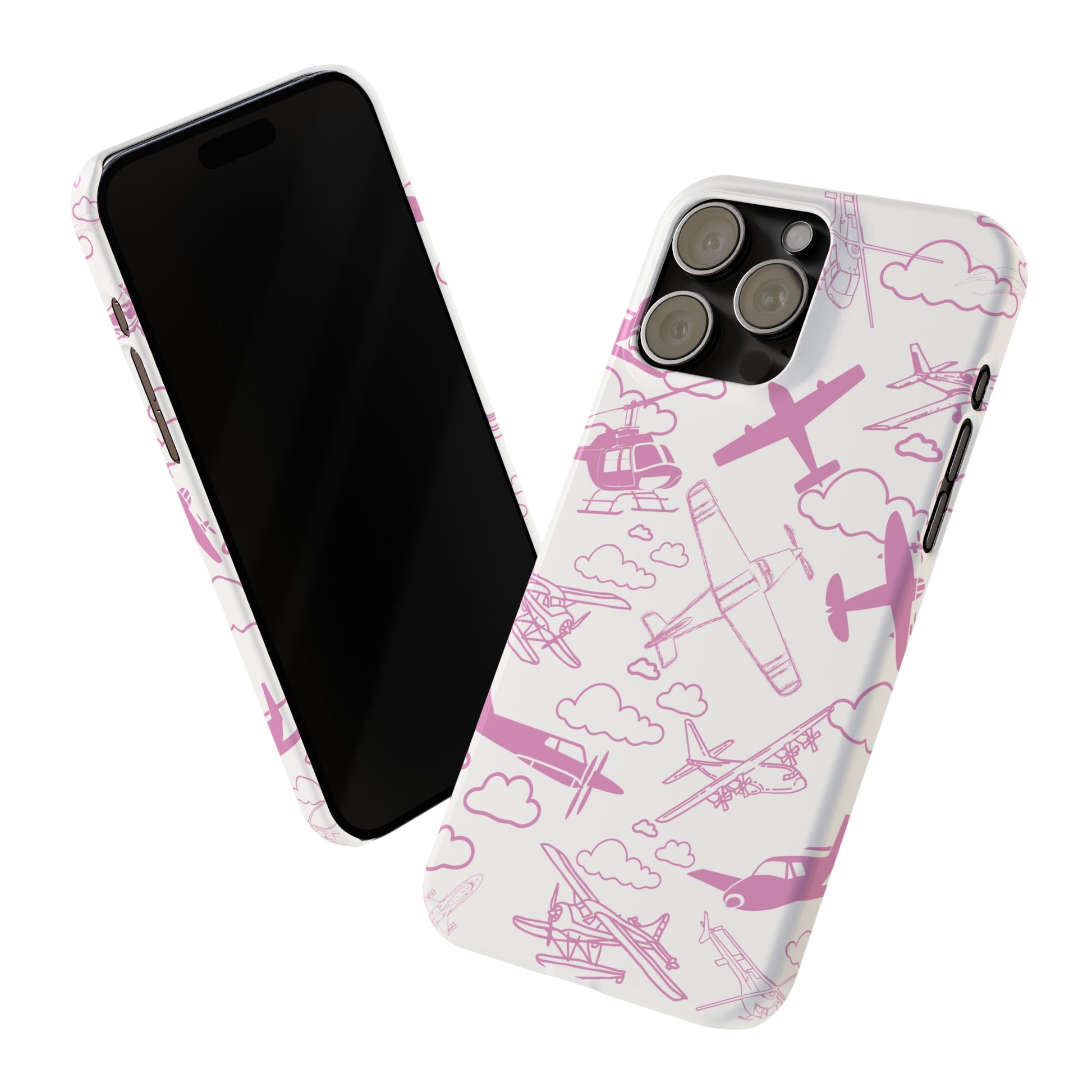 iphone case embellished with pattern of pink airplanes