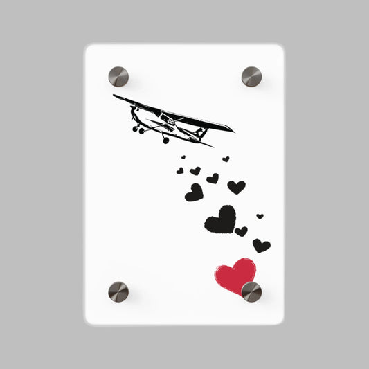 airplane dropping hearts wall art