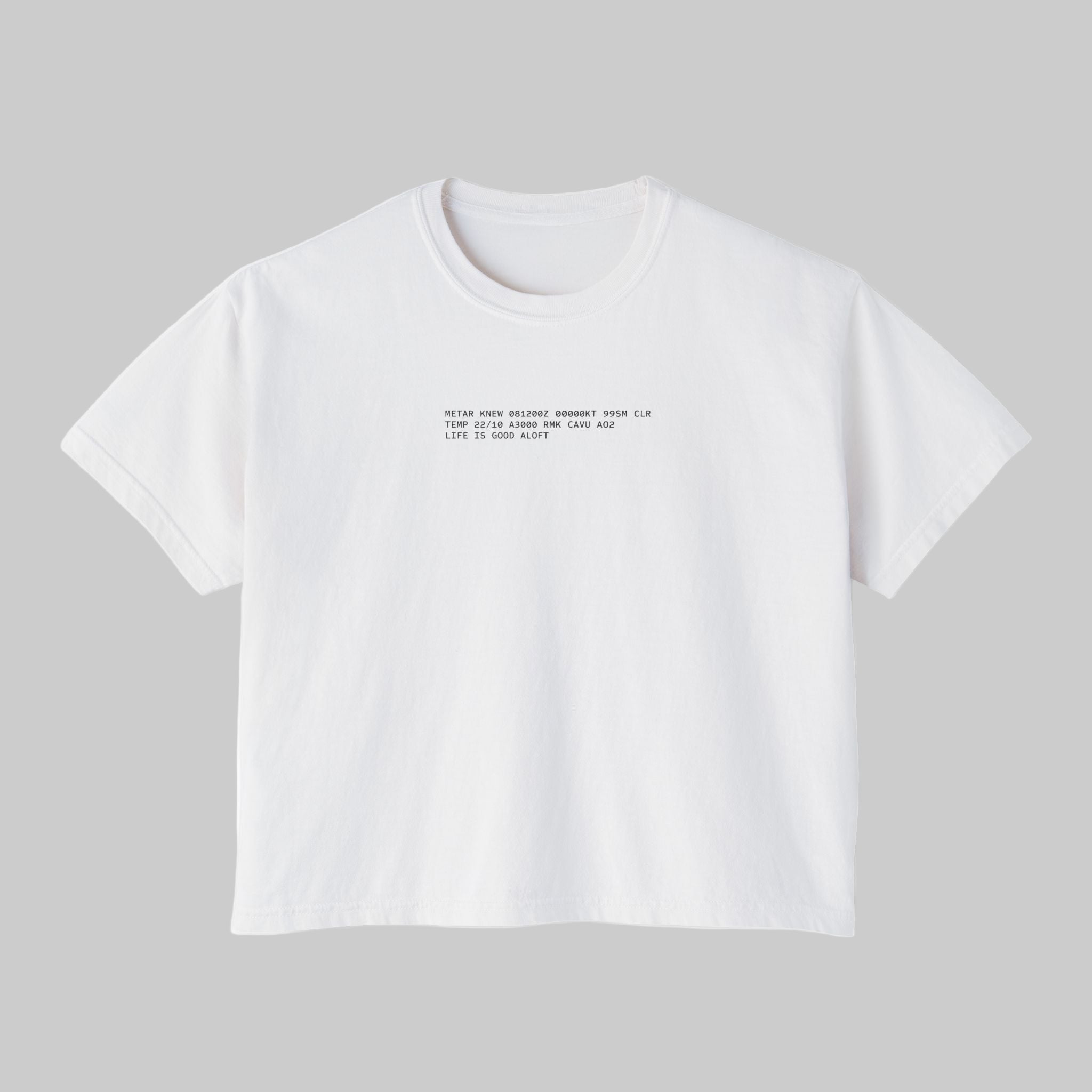 Aviation tee with METAR message of great flying weather