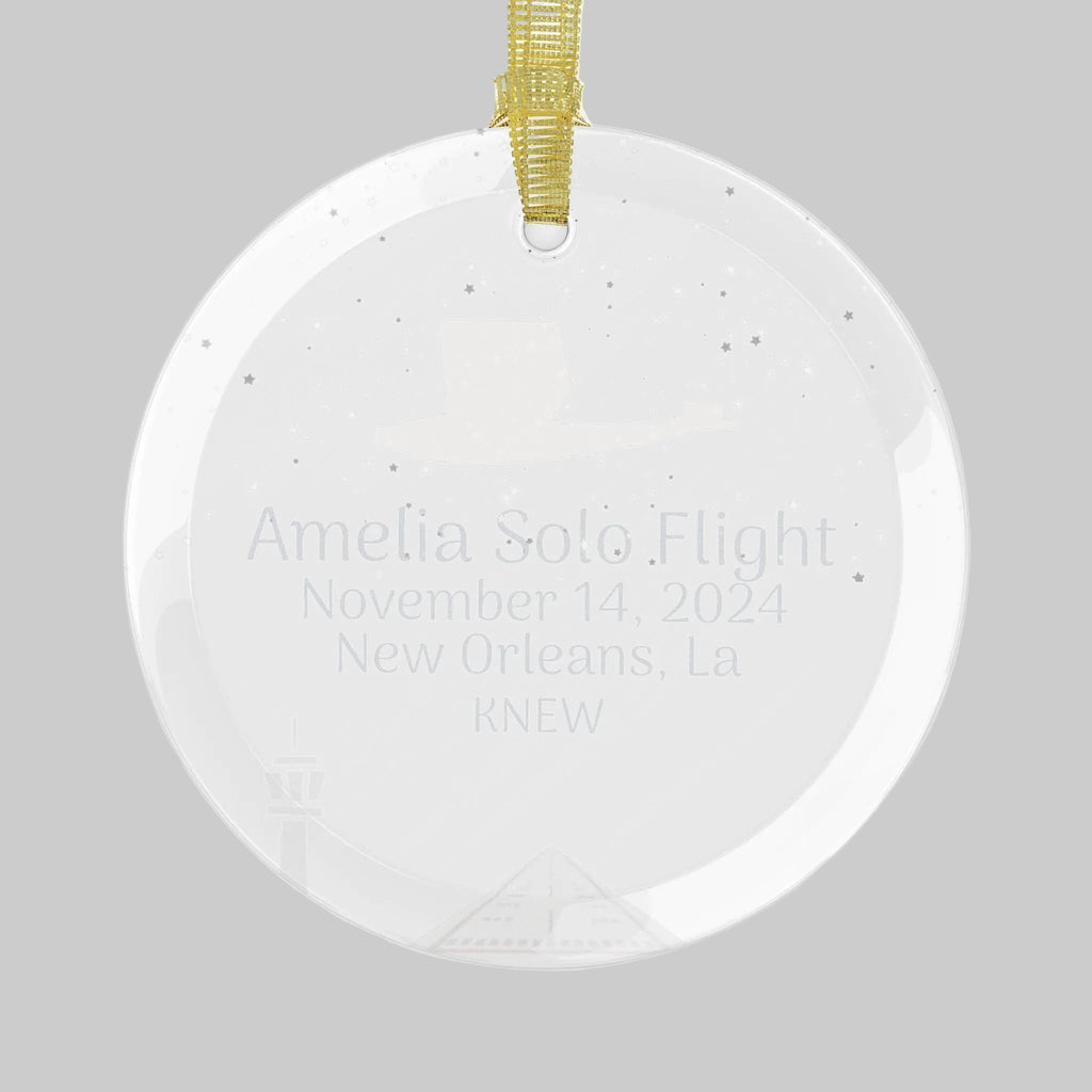 Personalized Pilot's Solo Flight Glass Ornament