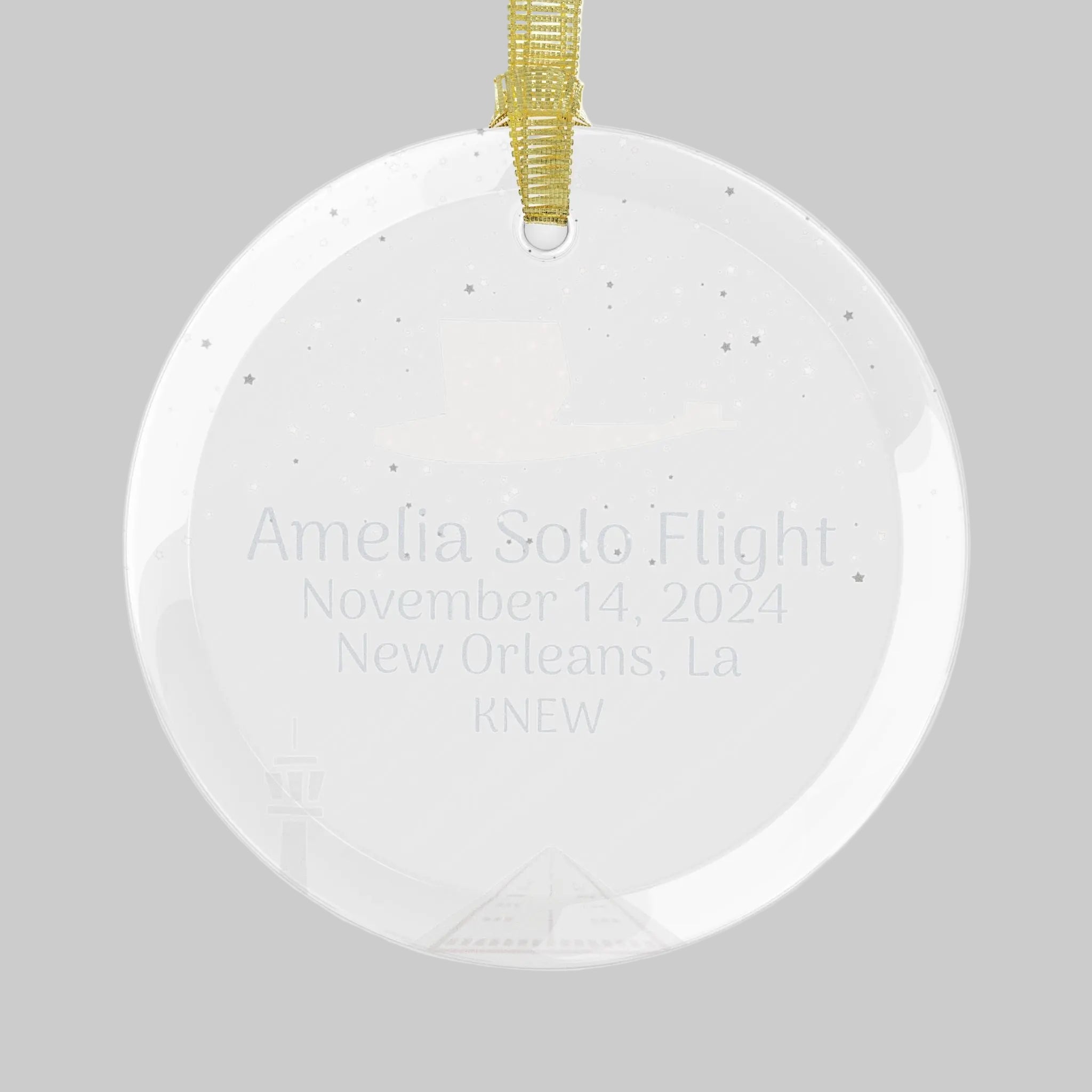 Personalized Pilot's Solo Flight Glass Ornament