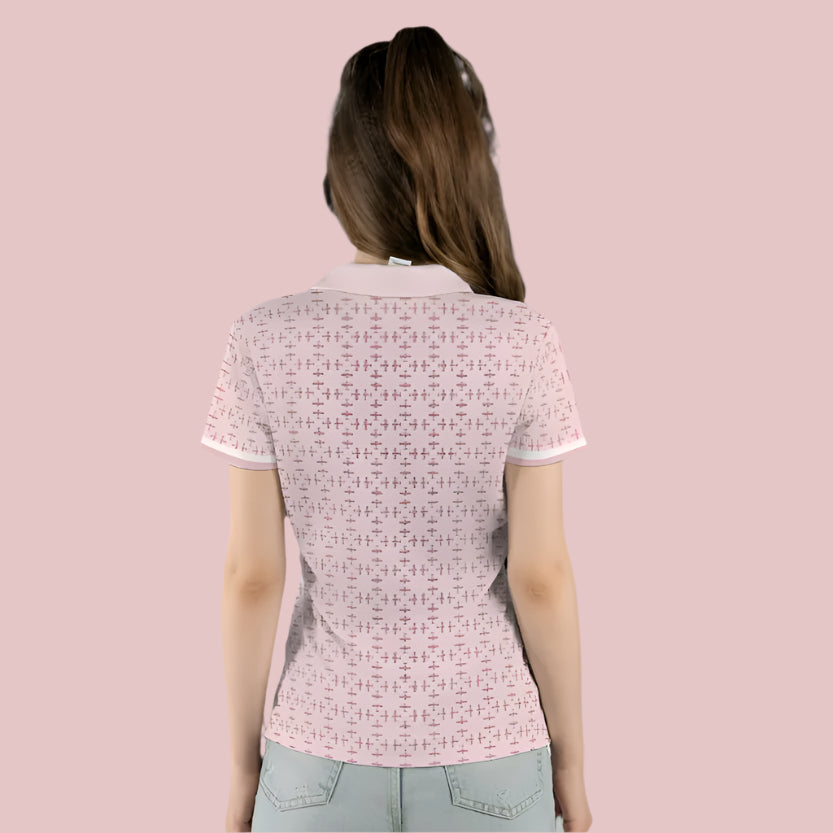 back view of pink polo