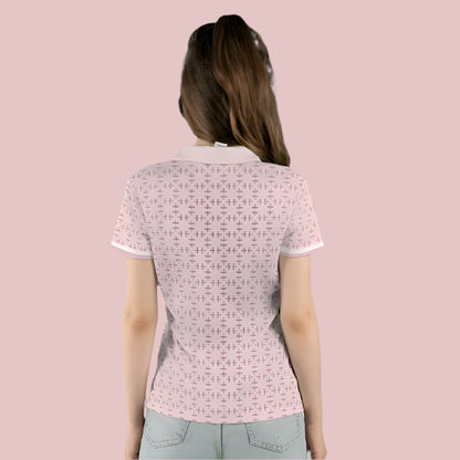 back view of pink polo