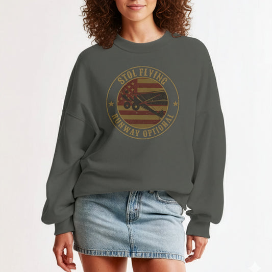 woman wearing oversize gray sweathshirt