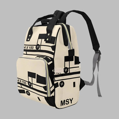 New Orleans MSY Airport Map Multi-Function Diaper Bag Backpack