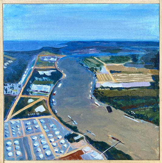 Aviation Art Gift Original Painting Aerial View of Mississippi River /Lake Ponchartrain/New Orleans