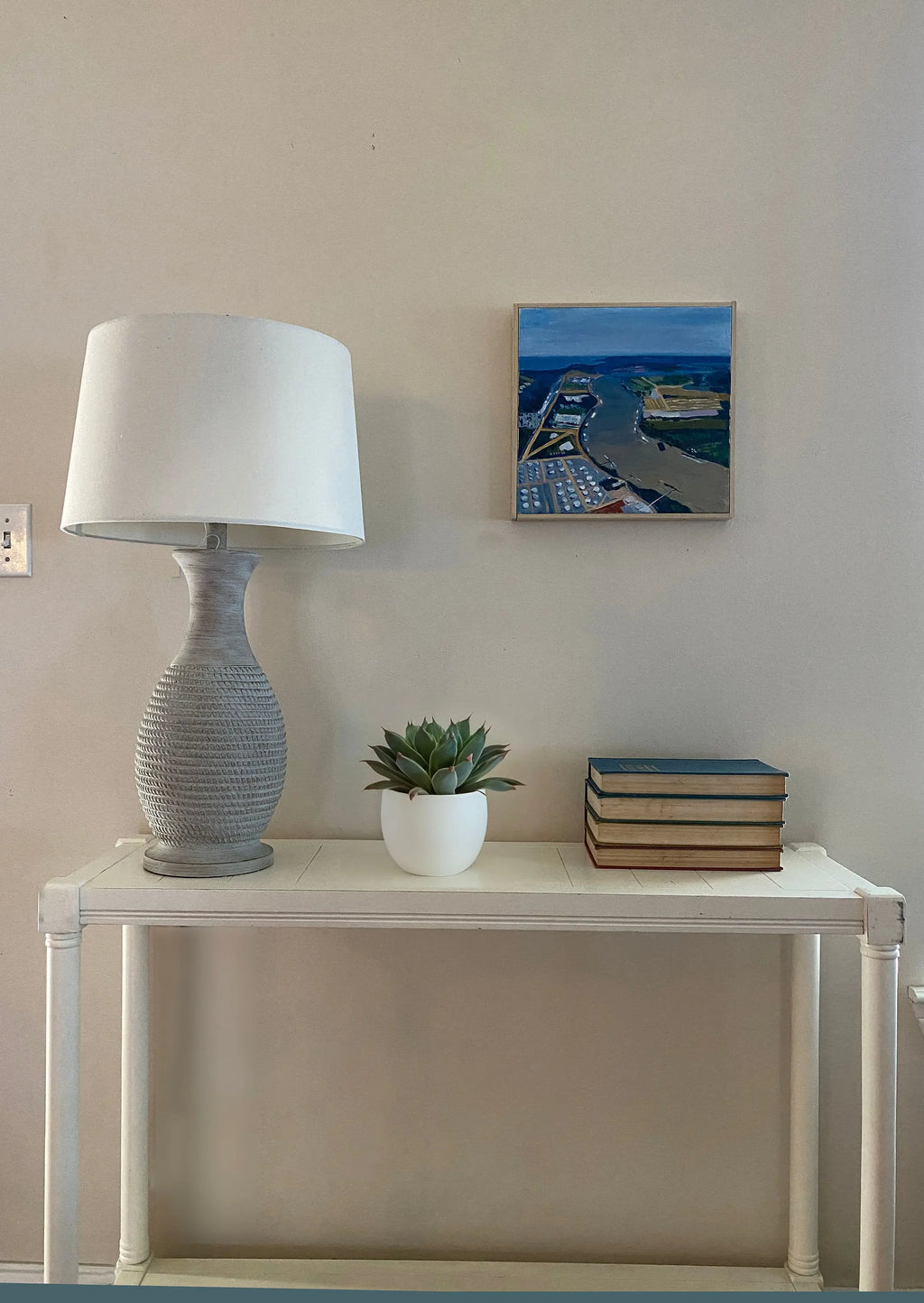 Aviation Art Gift Original Painting Aerial View of Mississippi River /Lake Ponchartrain/New Orleans