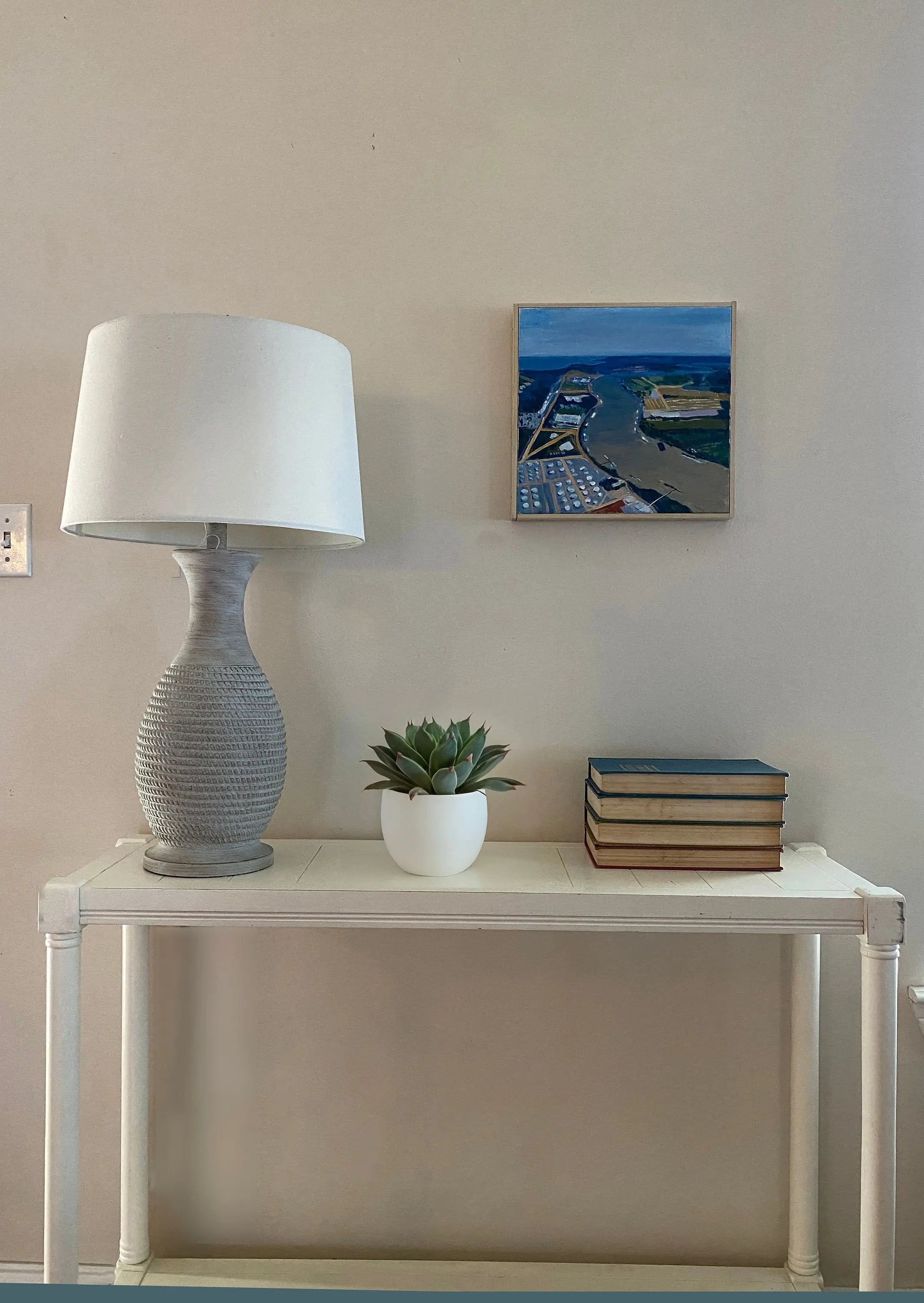 Aviation Art Gift Original Painting Aerial View of Mississippi River /Lake Ponchartrain/New Orleans